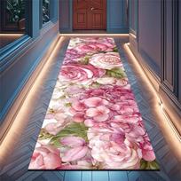 1Pcs Pink & Hydrangea Non-Slip Washable Area Rug Runner for Entryway, Living Room, Bedroom & Patio 60X90cm gray