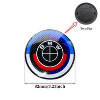 7Pcs 50th Anniversary Carbon Fiber Black Emblem Set for BMW Hood Trunk Wheel 82mm 74mm 56mm 45mm 2-Pin 3-Pin Clips Base Tuning