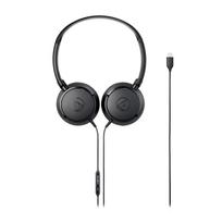 Audio-Technica ATH-S120C BK USB Type-C On-Ear Headphones with Mic & Remote, Black juoda