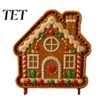 Nonstick Pastry Press Christmas Mini Pie Mold for Hand Pies, Holiday Gingerbread Man House Santa Claus Decorative Stampers Baking Tools Dough Cookies, beige