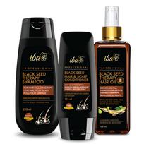 Iba Black Seed Therapy Shampoo, Conditioner, Hair Oil Combo (230 ml + 125 ml + 240 ml) | Kalonji For Hair Fall, Dandruff, Itchy Scalp | No Sulfate brown