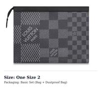 LOUIS VUITTON Pochette Voyage Coated Canvas With Cow Leather Trim Clutch Toiletry Bag Men's Graphite N60444 One Size 2