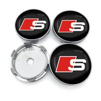 4PCS Car Wheel Center Cap Emblem Waterproof Self-Adhesive Hub Logo For Audi A4 A3 A5 A6 A7 A8 Q3 Q5 Q7 Q8 B5 B6 B7 B8 B9 Q7 8P black