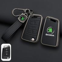 Odinis automobilio nuotolinio valdymo pultelio dėklas Pilnas dangtelis Apsauginis laikiklis Korpusas Pakabukas Skoda Superb A7 Kodiaq Octavia A7 A8 Raktų pakabuko priedai black