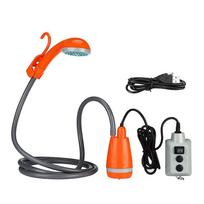 Lauko nešiojamas kempingo dušo komplektas su 2,5–3,5 l/min vandens išleidimo 2 m žarna USB įkrovimas 30–60 min. without water bucket oranžinė