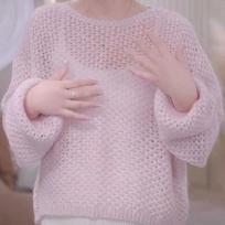 Hollow Knit Sweater Pullover Loose Lazy Sweater Long Sleeved Casual Base Top Cover S rožinė