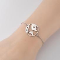 European Fashion Map Pendant Bracelet - Stackable Hollow-Out Round Ring Design beige