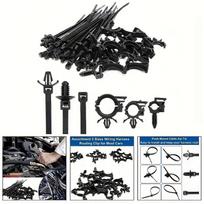 45pcs Push-In Cable Ties, Automotive Wiring Harness Clips, Universal Car Cable Ties, Self-Locking Fasteners, Cable Organizers 45pcs black