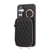 Rankinė piniginė per petį, skirta Samsung Galaxy A06/A14/A15/A16/A22/A25/A26/A32/A36/A52/A53/A56/A71/A72, su užtrauktuku, kortelių lizdais, dirželiu, stoveliu For Galaxy A35 5G