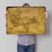 Vintage Map Ottoman Empire Tin Poster Customized Wall Art Retro Vintage Metal Signs for Fans Room Modern Home Decoration Luxury 20x30cm（7.8x11.8inch） beige