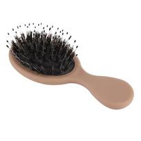 Compact Small Extensions Mini Detangle Brush with Cotton Bag case Packaging Bulk Blank Boar Bristle Hairbrush black