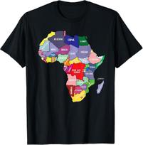 BEST! Colourful Africa Map with Country Names, African Continent Tee S-3XL L gray