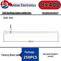 Multi-Size Self-Locking Nylon Cable Ties: Colored Plastic Straps for Binding and Bundling Black; 8 x 400 mm (width 5.0 mm) 250 pcs/bag