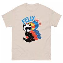 Felix The Cat Vintage  Cartoon Graphic Sand Cotton All size  AD03 Unisex T-Shirt XXXL white