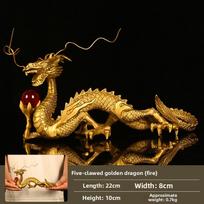 Feng Shui Bronze Dragon Ornament: Five-Clawed Golden Dragon Zodiac Artistic Home Living Decor geltona
