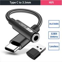 ALC5686 CX31993 HiFi DAC USB Type C To 3.5mm AUX Digital Audio Cable DAC For Android Type C to 3.5 Headphones Adapter Decode AmpGood product ALC5686 Black