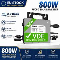 800W Grid‑Tie Micro Solar Inverter IP67 Waterproof MPPT, DC25‑55V PV Input AC184‑253V Output for 30V/36V Solar Panel (800W-Cable)-+