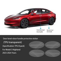 For Tesla Model 3 Highland 2024 Front Door Rear Door Extended Protective Film Invisible Car Clothing TPU Lamp Film SetDecoration brown