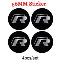 VW Polo Golf 4 5 4pcs 56/60/65mm Car Wheel Hub Cap Tire Center Emblem Decoration Sticker for Volkswagen VW R Line Touareg Passat Polo 4 Motion gray