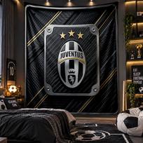 Sieninis gobelenas Juventus FC spaudinio audinys svetainei, miegamajam, namų dekoravimui 100cmx150cm black