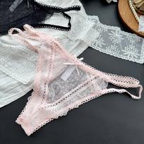 Ladies' Summer Sexy and Alluring Pure Lace Cutout High Opening T-shaped Underwear F rožinė