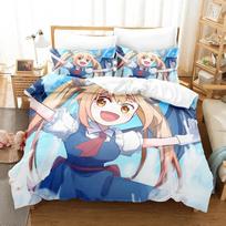 3D Printed Anime Miss Kobayashis Dragon Maid Kanna Bedding Set Boys Girls Twin Queen Size Duvet Cover Pillowcase Bed Kids Adult EU Single 135x200cm gray