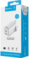 Telefono įkroviklis Sandberg 441-62, UK Plug/2 x USB Type C, balta sp., 65 W