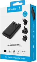 Kelioninis įkroviklis Sandberg 441-77, Europlug/UK Plug/2 x USB Type C, juoda sp., 65 W