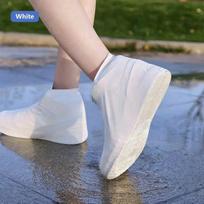 Neperšlampami neslystantys latekso batų užvalkalai - Stori, atsparūs dėvėjimuisi, unisex lietaus batų užvalkalai lauko reikmėms. M [Size 34-39] white
