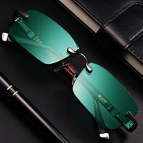 Fashion Classic Rimless Sunglasses ladies Men Dark Green Lens Sun Glasses Retro Small Square Glasses Outdoor Rectangle Eyewear blue