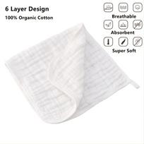 Large Muslin Burp Cloths Hand Washcloths For Baby Extra Absorbent And Plush Young Boys & Girls Milk Spit Up Rags For Newborn Registry white