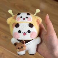 Bubu Dudu Wool Needle Felting Kit Non-finished Dolls DIY Felting Set Yier Panda Bear Handmade DIY Gift Animal Felt Crafts