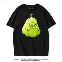 Plant Vs Zombie TShirt Ice Shooter Kids Summer Trendy ParentChild Clothing Cotton Casual round Neck Short Sleeve Cartoon Print 120 yellow