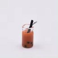 Cute Miniature 3D Bubble Tea Bottle Design Artificial Style Resin Glass Bottle Charms Earring Making Colorful Jewelry Souvenir 100pcs/bag gray