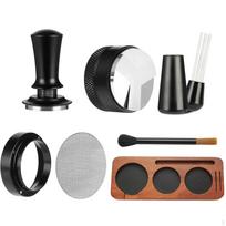 Espresso Tamper Set Knurled Grip Tool FineMesh Screen 51MM 53MM black