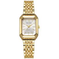 Minimalist Womens Square Quartz Watch With Alloy Case For Casual Office Wear Purple Gold brown