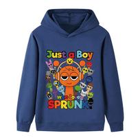B1012 Kids Boys Girls Sprunki Print Thin Long Sleeves Hoodie 150cm tamsiai mėlyna spalva