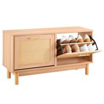 VEVOR Entryway Shoe Bench, 1000 x 300 x 530 mm Rattan-Like Shoes Bench with 2 Flip Drawers 100 x 30 x 53 cm