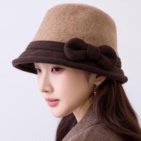 Women S Hepburn Style Bow Bucket Hat Warm Fashion All Match Hat One Size black