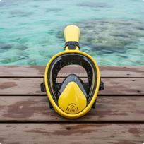180° Panoramic Snorkel Visor AntiFog Full Face Shielded Underwater Gear for Adults, Yellow L-xl