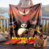 Šilta flanelinė antklodė su Kung Fu Panda raštu, lengva ir patogi pledas lovai, sofai 80cmx120cm