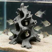 Hidden Multi-Hole Driftwood Aquarium Ornaments Driftwood Fish Caves Aquarium Decor Fish Hideout For Breeding Hiding Caves Decor A1 gray