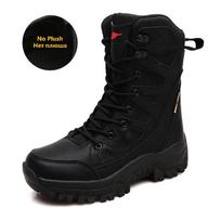 Men Winter Warm Plush Fur Snow Boots Waterproof Leather Outdoor Non Slip Work Combat Desert Motorcycle Boots 45 black