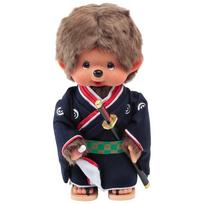 Kyugetsu Official Original Monchhichi Boy in Kimono Swordsman - IPM-15-Z black