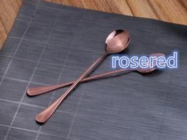 Nerūdijančio plieno kavos šaukštas su ilga rankena, virtuvės šaukšteliai, desertinis arbatos šaukštelis rosegold