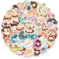 50 Cartoon Magic Lamb Graffiti Stickers Trolley Box Water Cup Diary Waterproof DIY Stickers beige