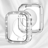 Blizgus stiklas+dėklas Apple Watch dėklui 49mm 46 42 45 41 40 44mm Deimantinis buferis+Ekrano apsauga Iwatch serijoms 11 10 9 8 7 6 5 SE Series 10 42mm