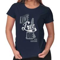 Live Free Or Die Vintage New Hampshire Map Womens Top Junior Graphic Tee L black