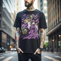 MENS WOMENS Jojo's Bizarre Adventure T-shirt Anime Manga Graphic Design ShirtTee All Size029 M gray