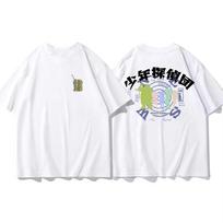 Detective Conan Conan & Haibara Ai Manga Sketch Print T-Shirt | Gosho Aoyama Signature Anime Merch | Unisex Cotton Casual Short Sleeve Tee XL žalia